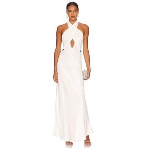Bardot Wyn Satin Halter Dress Orchid White Size US 4 Revolve